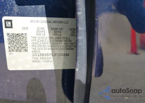 2018 Chevrolet Malibu 1Ls из США, поврежденный, VIN 1G1ZB5ST5JF209246